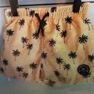 Palm Tree Print Kids Swim Trunks